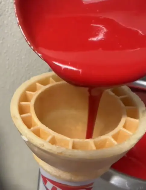 Add Cherry Flavor dip on cone