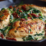Creamy Easy Chicken Dinner Recipe with Spinach and Sun-Dried Tomatoes