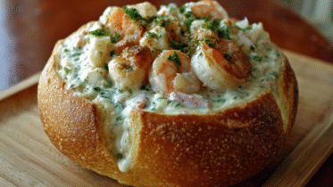 Creamy Stuffed Seafood Bread Bowl