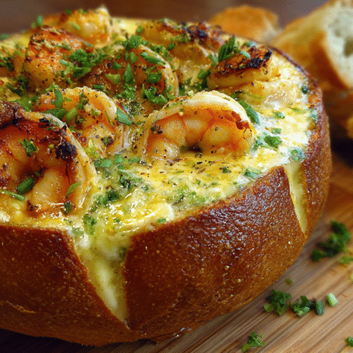 Creamy Stuffed Seafood Bread Bowl