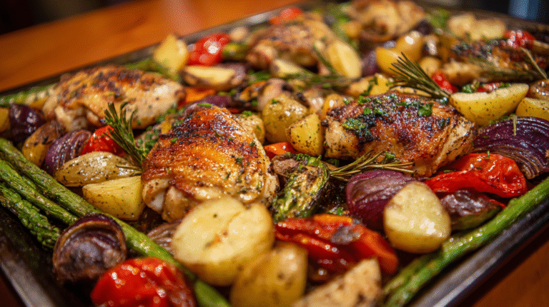 Healthy Sheet Pan Chicken Dinner Recipe with Veggies