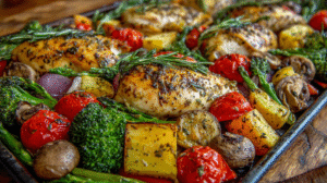 Healthy Sheet Pan Chicken Dinner Recipe with Veggies