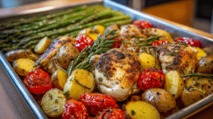 Healthy Sheet Pan Chicken Dinner Recipe with Veggies