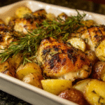 Oven-Baked Easy Chicken Dinner Recipe with Herbs and Potatoes1