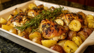 Oven-Baked Easy Chicken Dinner Recipe with Herbs and Potatoes1