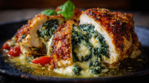 Stuffed Spinach & Cheese Chicken Dinner Recipe