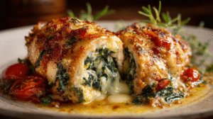 Stuffed Spinach & Cheese Chicken Dinner Recipe