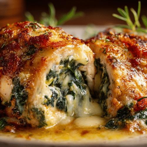 Stuffed Spinach & Cheese Chicken Dinner Recipe