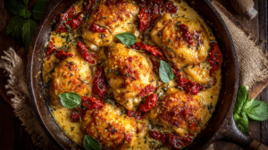 Tuscan Creamy Sun-Dried Tomato Chicken Dinner Recipe