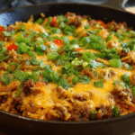 Cheesy Ground Beef and Rice Skillet